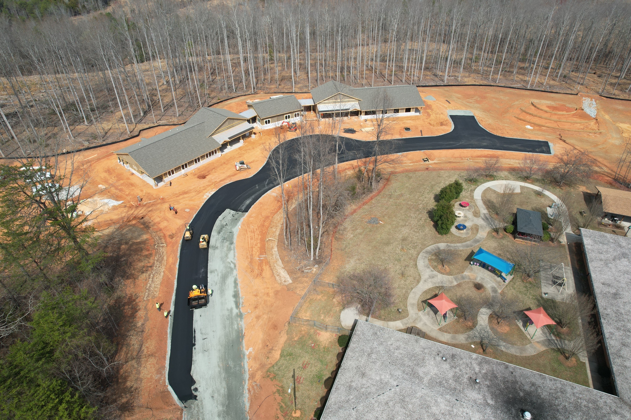 Drone footage of construction